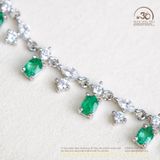  Dây Chuyền Bạc 925 Đính Đá Emerald 3*4mm 