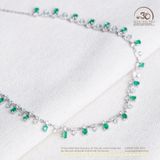  Dây Chuyền Bạc 925 Đính Đá Emerald 3*4mm 