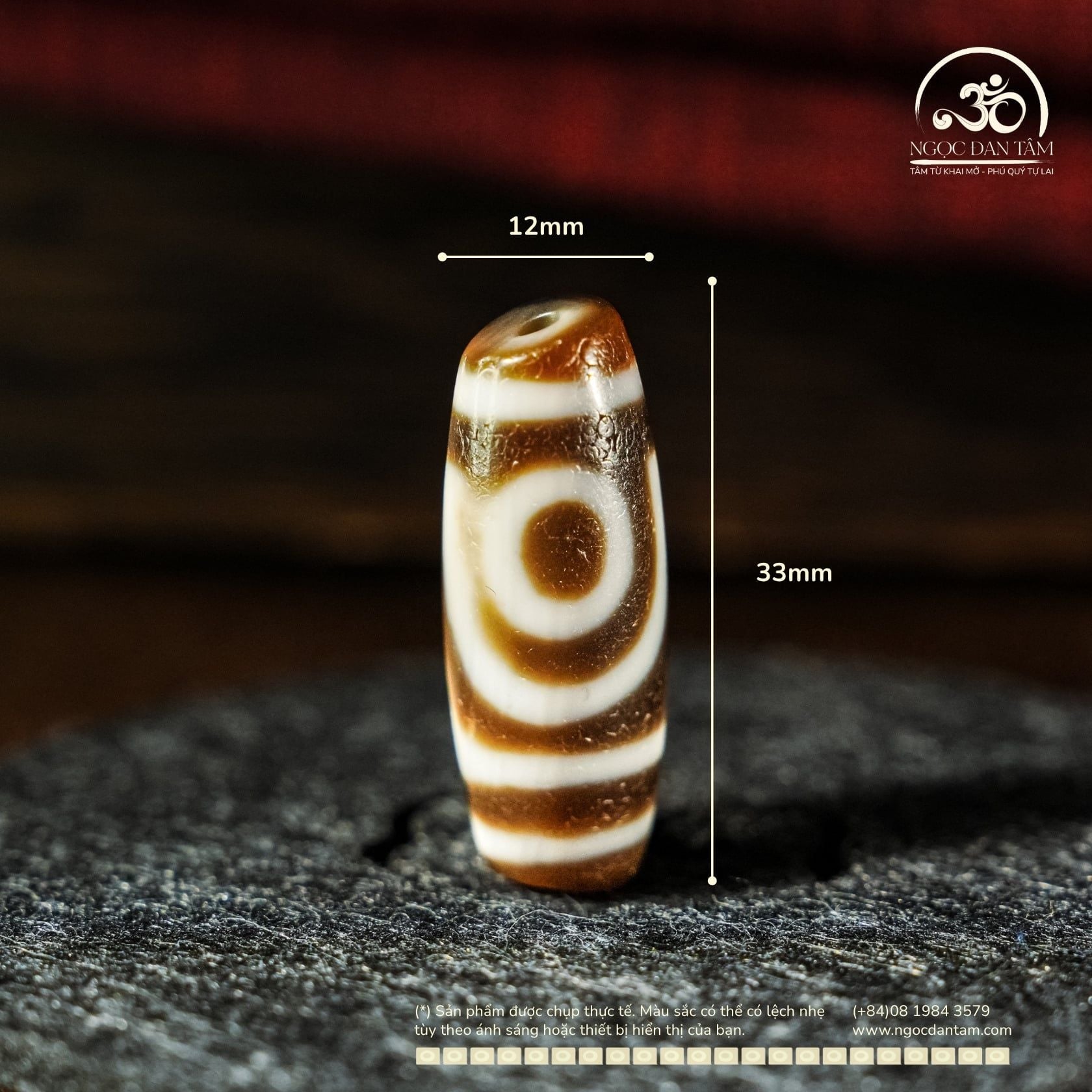  Dzi 2 Mắt 33x12mm (New Dzi - Xiao Lu) 