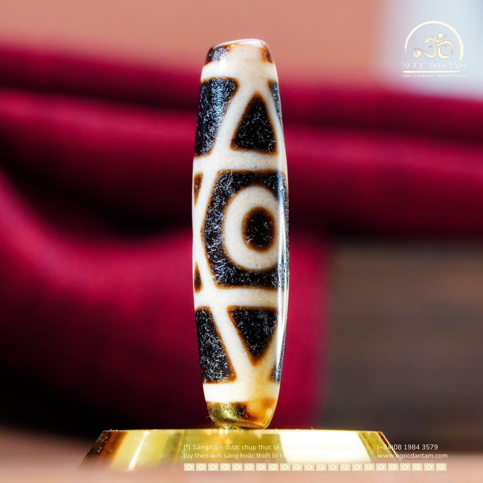  Đá Dzi 2 Mắt Giao Thoa 47x12mm (New Dzi - Shang Ken / Crossed 2 Eyed) 