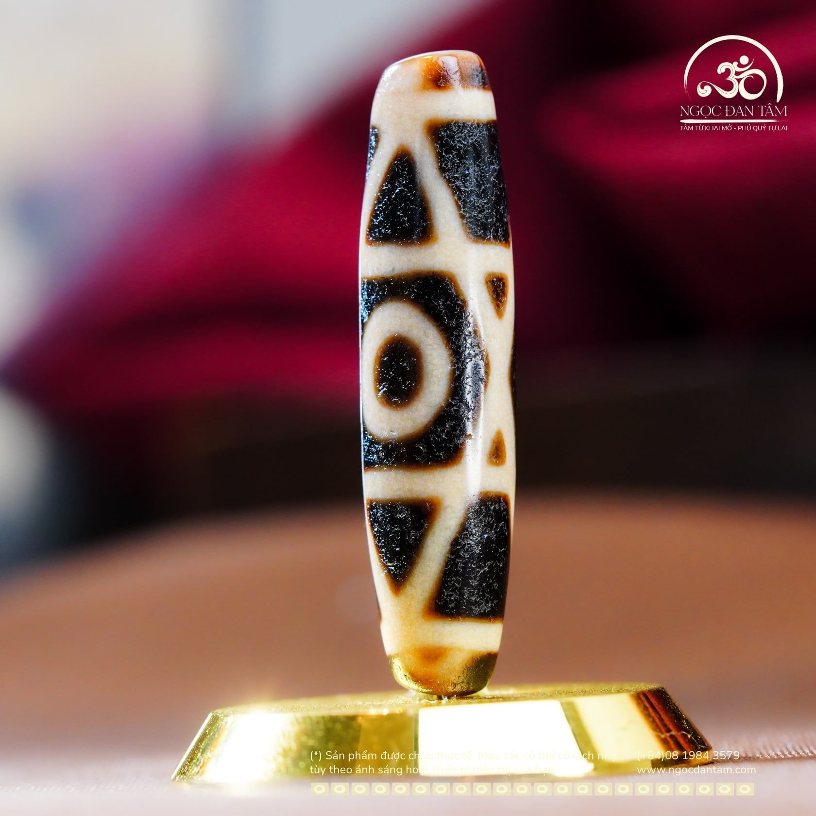  Đá Dzi 2 Mắt Giao Thoa 47x12mm (New Dzi - Shang Ken / Crossed 2 Eyed) 