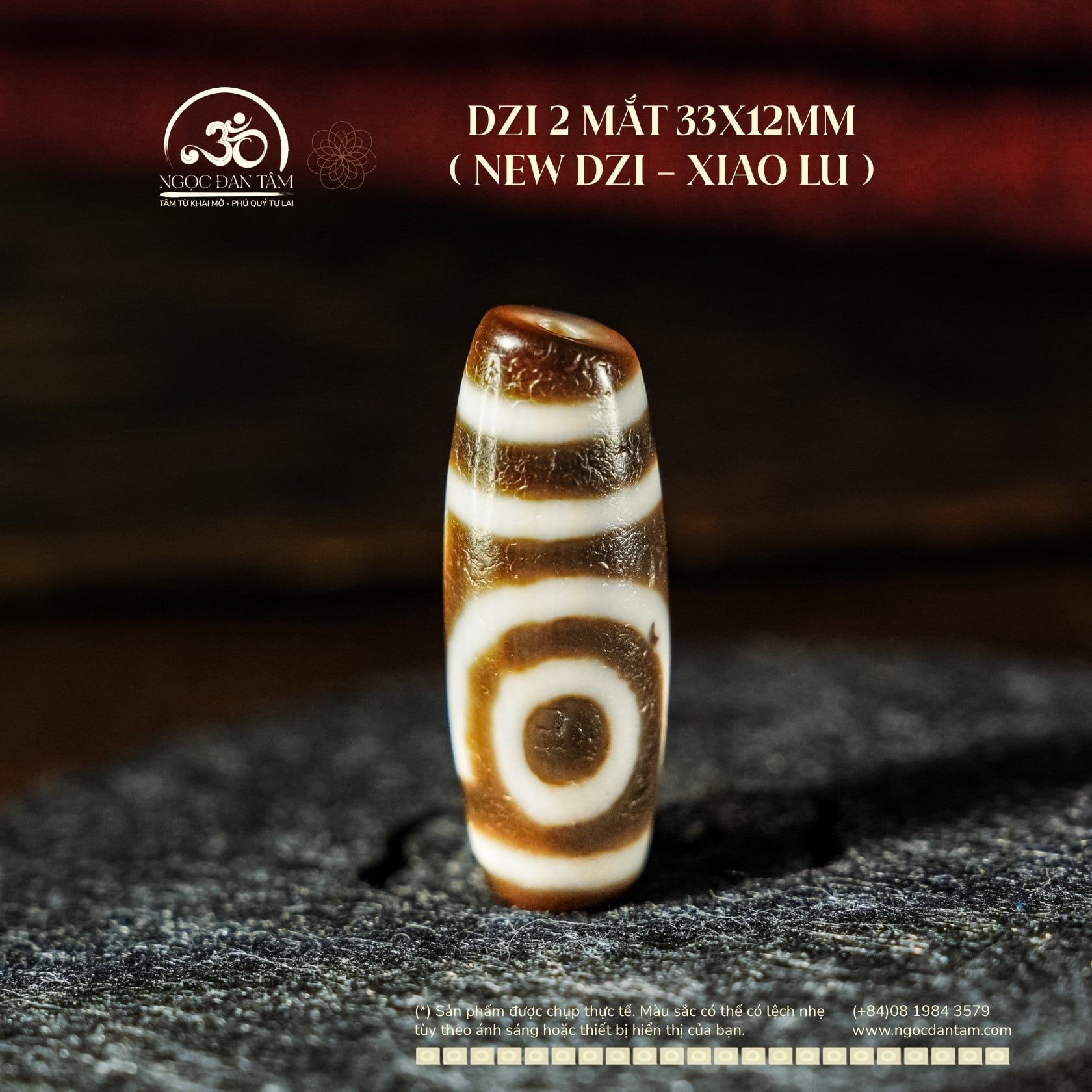  Dzi 2 Mắt 33x12mm (New Dzi - Xiao Lu) 