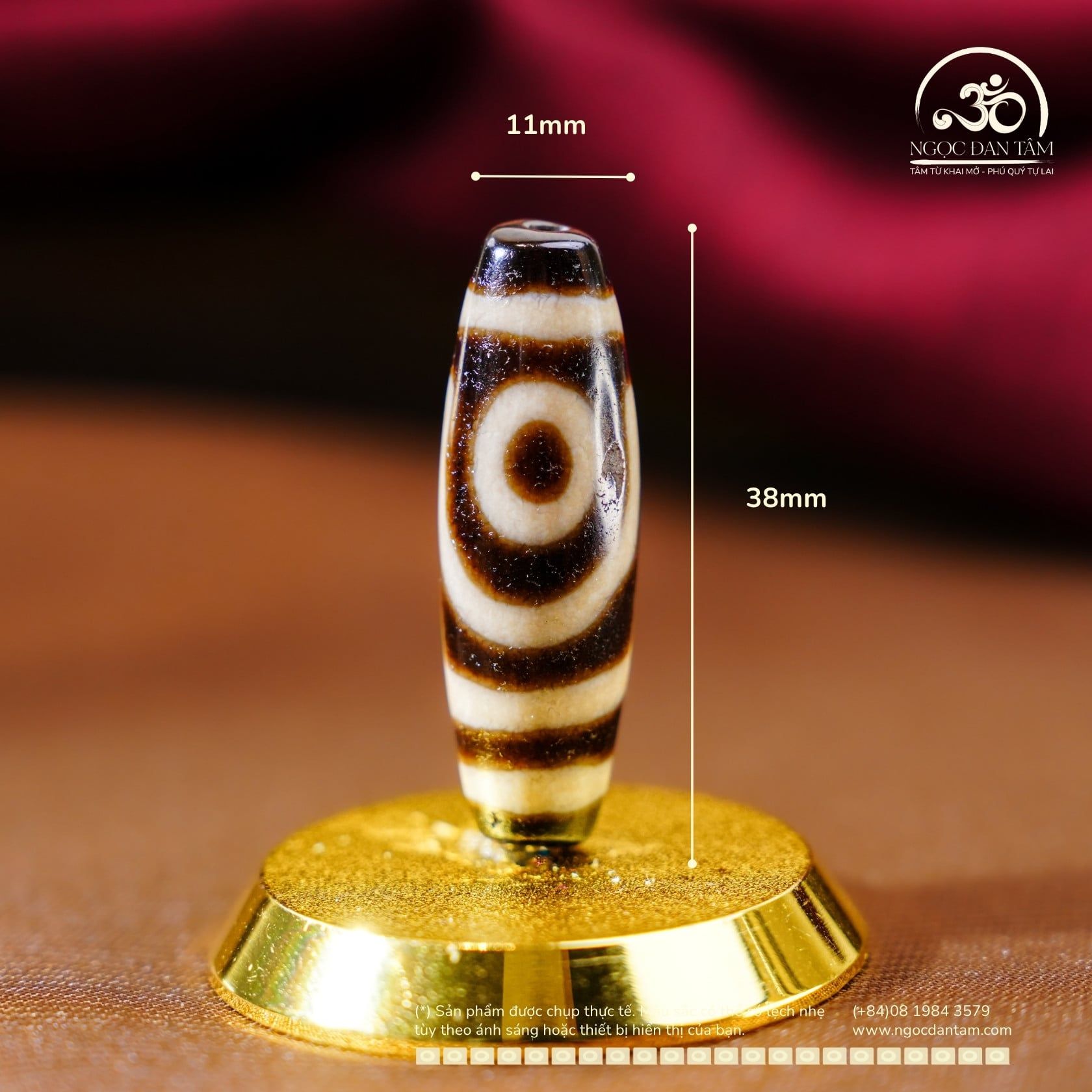  Dzi 2 Mắt 38x11mm (New Dzi - Shang Ken) 