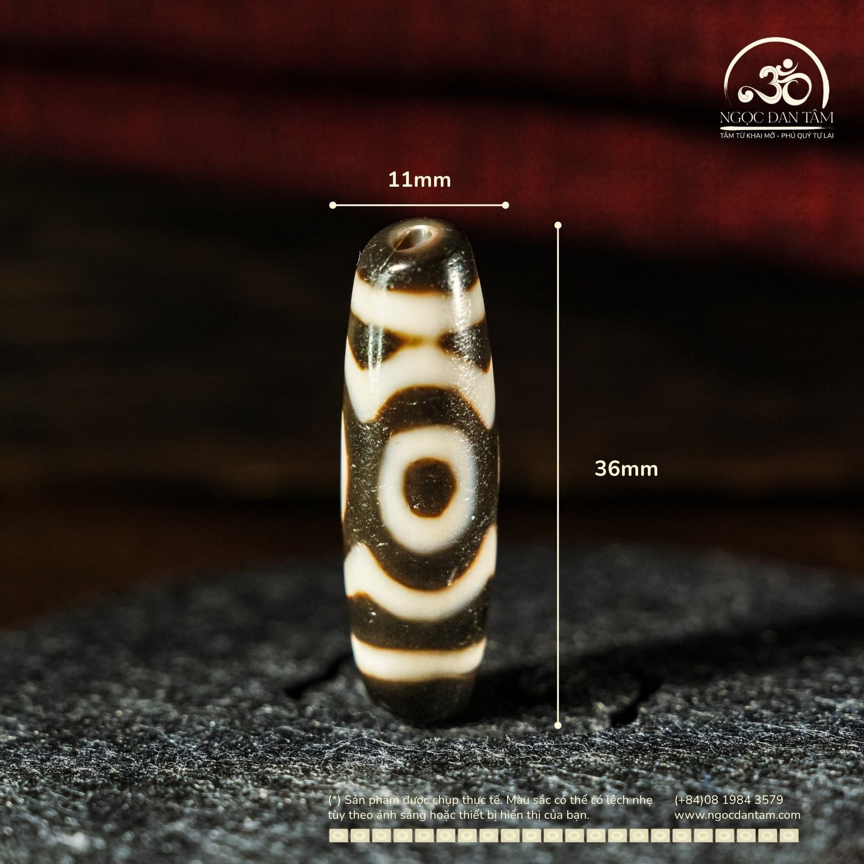  Dzi 3 Mắt 36x11mm ( New Dzi - Xiao Lu ) 