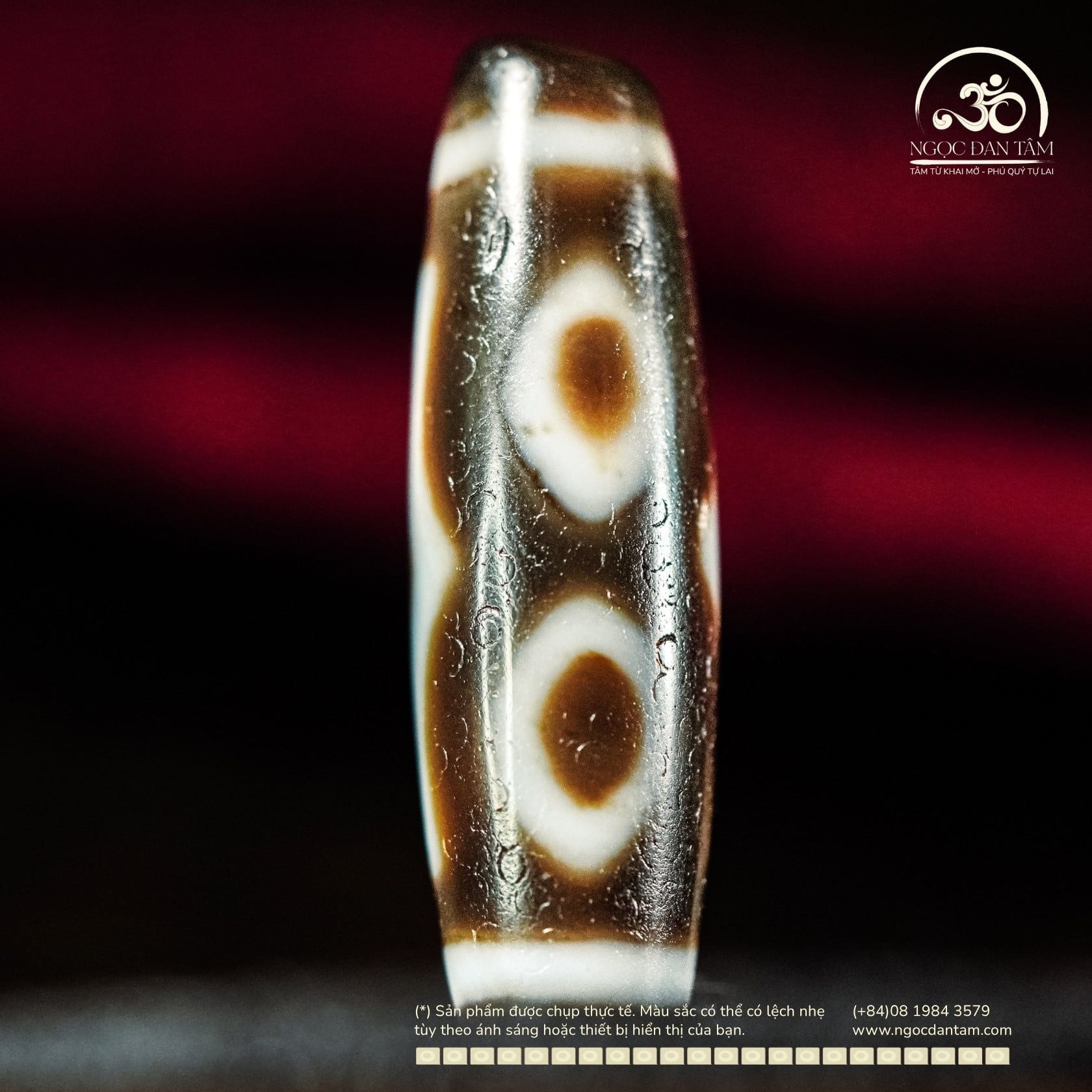  Dzi 3 Mắt 37x10mm ( New Dzi - Xiao Lu ) 