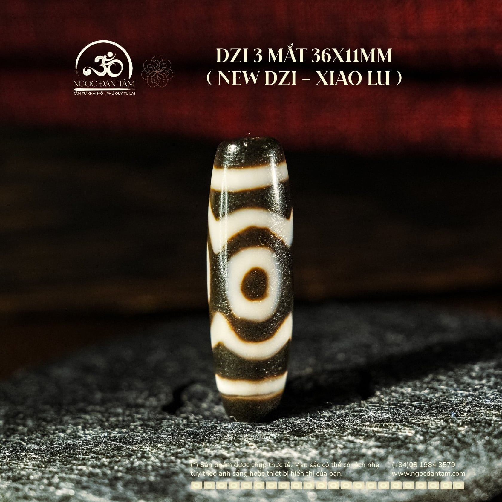  Dzi 3 Mắt 36x11mm ( New Dzi - Xiao Lu ) 