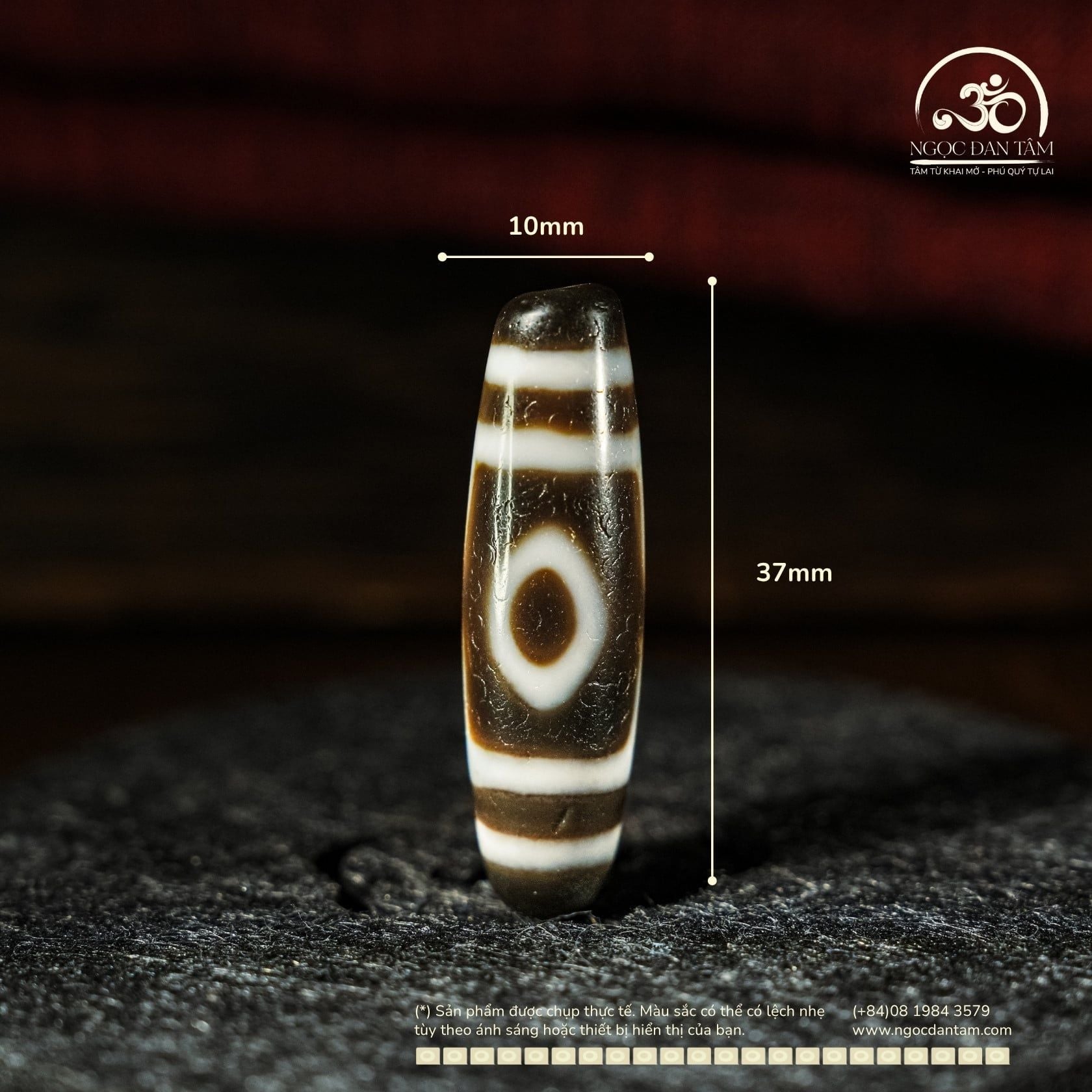  Dzi 3 Mắt 37x10mm ( New Dzi - Xiao Lu ) 