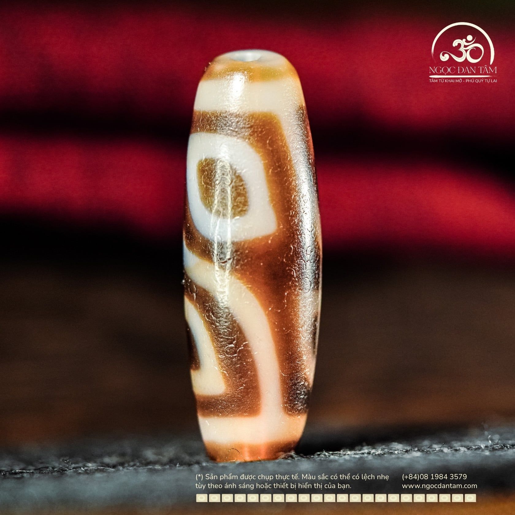  Dzi 4 Mắt Bán Thần 40x13mm ( New Dzi - Xiao Lu ) 