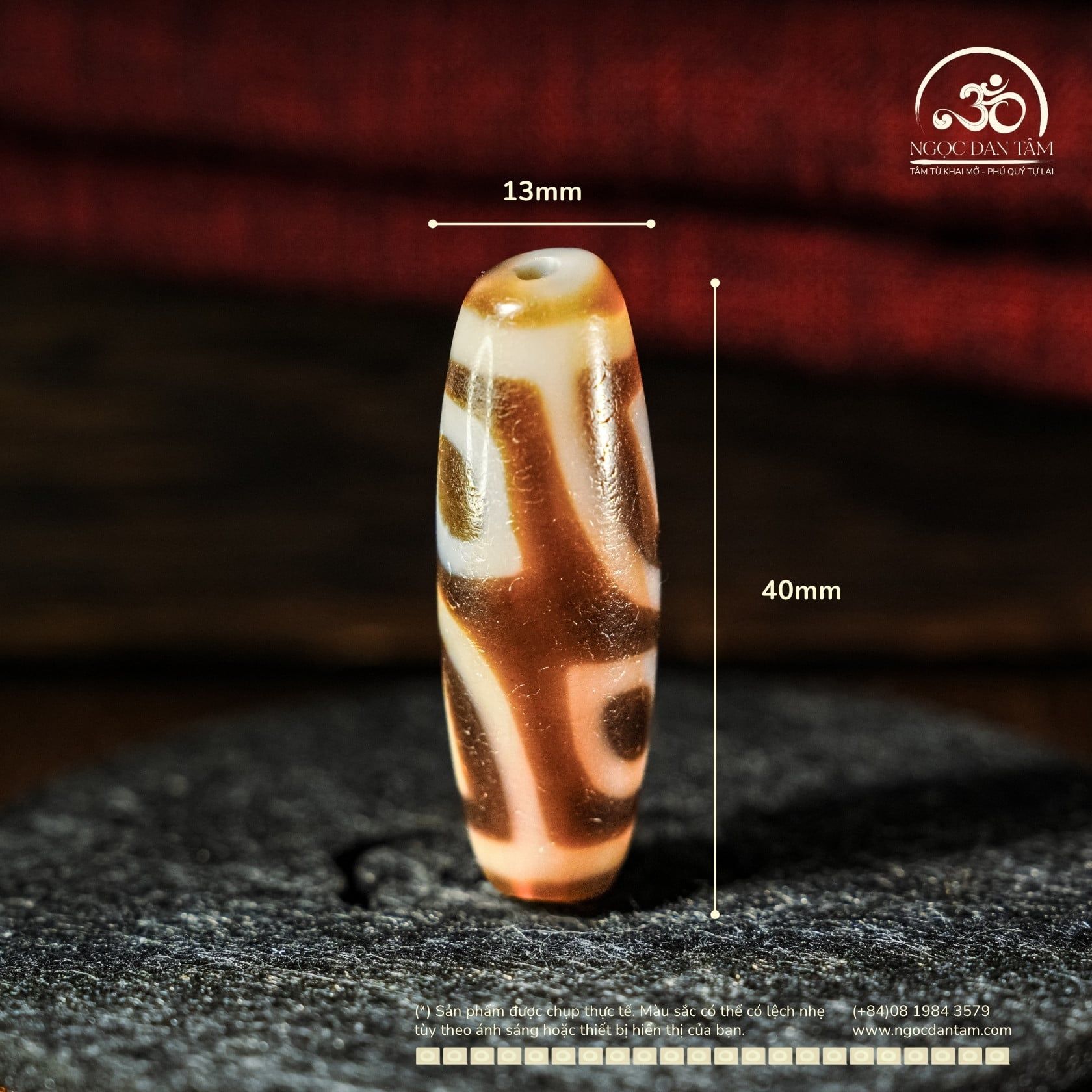  Dzi 4 Mắt Bán Thần 40x13mm ( New Dzi - Xiao Lu ) 