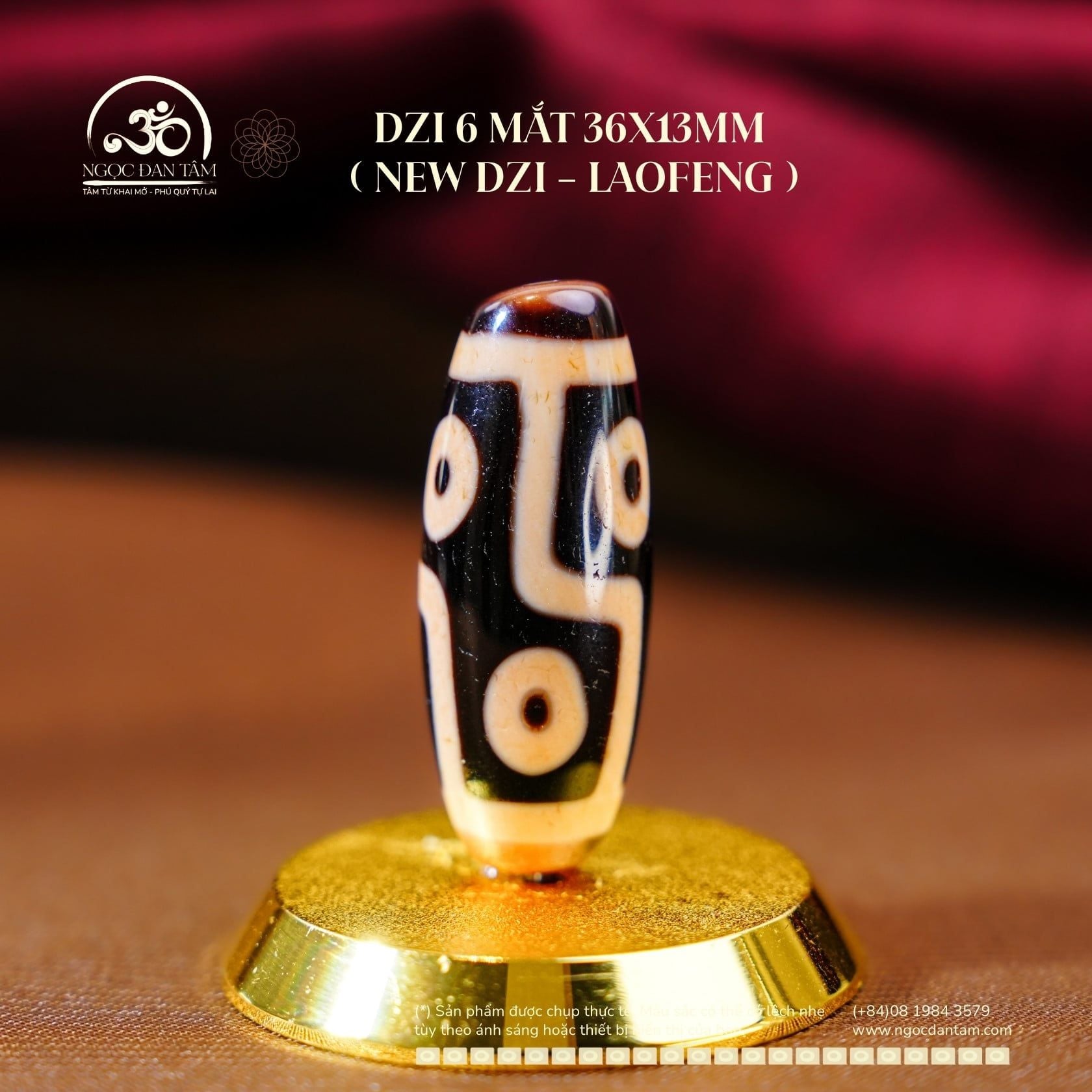  Dzi 6 Mắt 36x13mm (New Dzi - LaoFeng) 