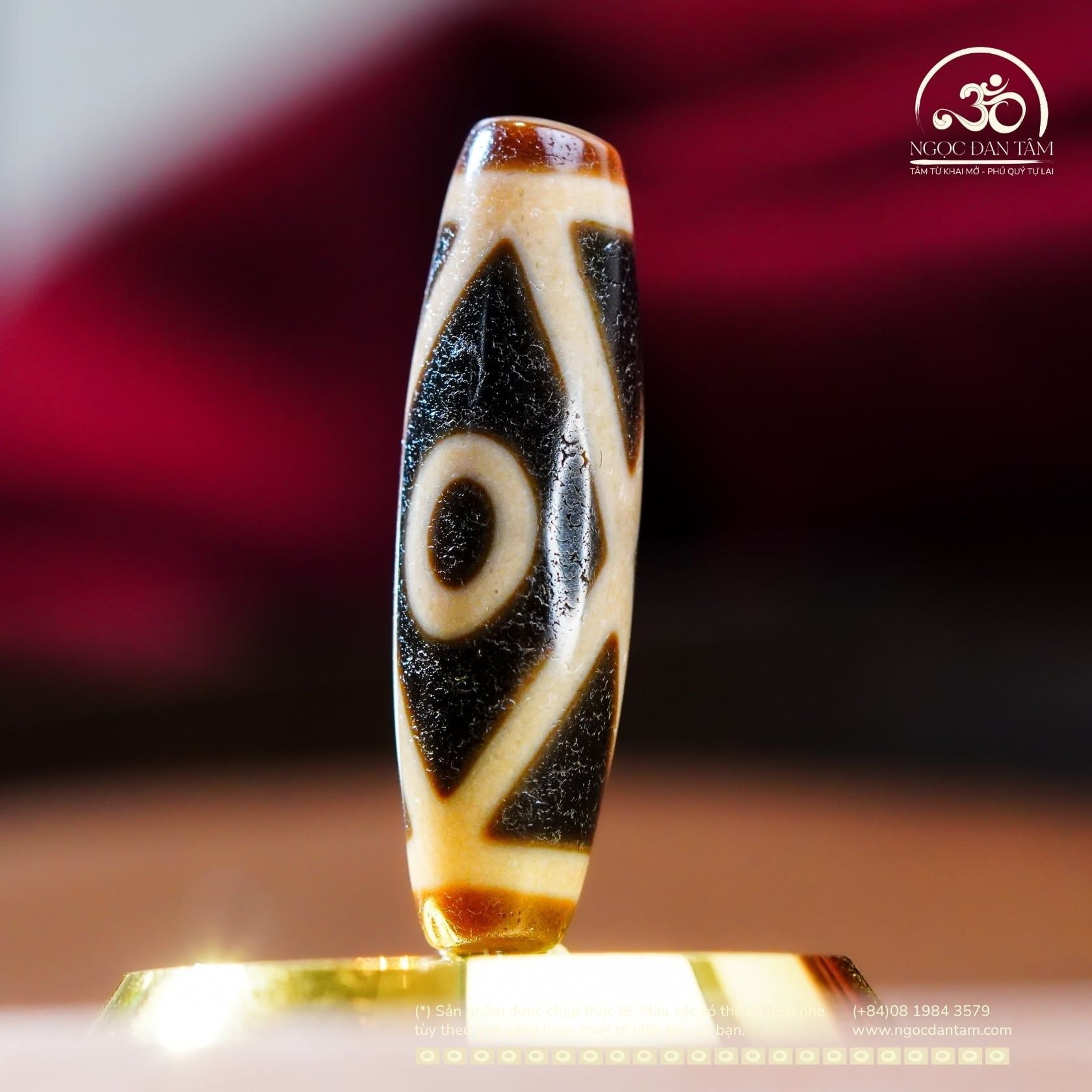  Đá Dzi 2 Mắt Giao Thoa 38x11mm (New Dzi - Shang Ken / Crossed 2 Eyed) 