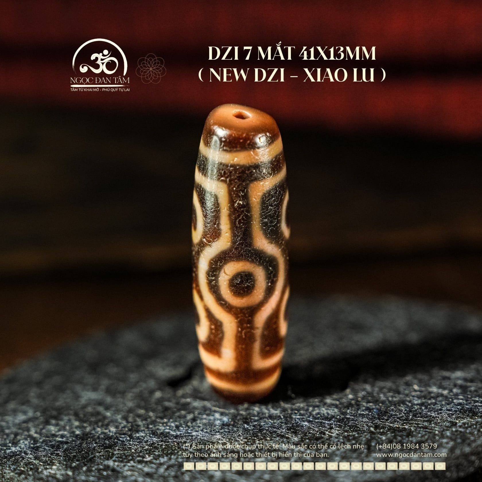  Dzi 7 Mắt 41x13mm ( New Dzi - Xiao Lu ) 