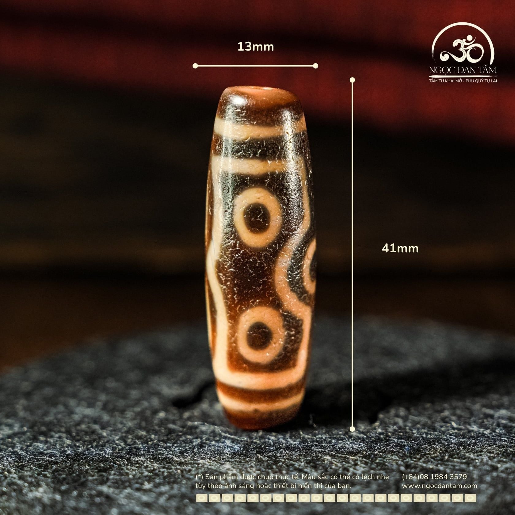  Dzi 7 Mắt 41x13mm ( New Dzi - Xiao Lu ) 