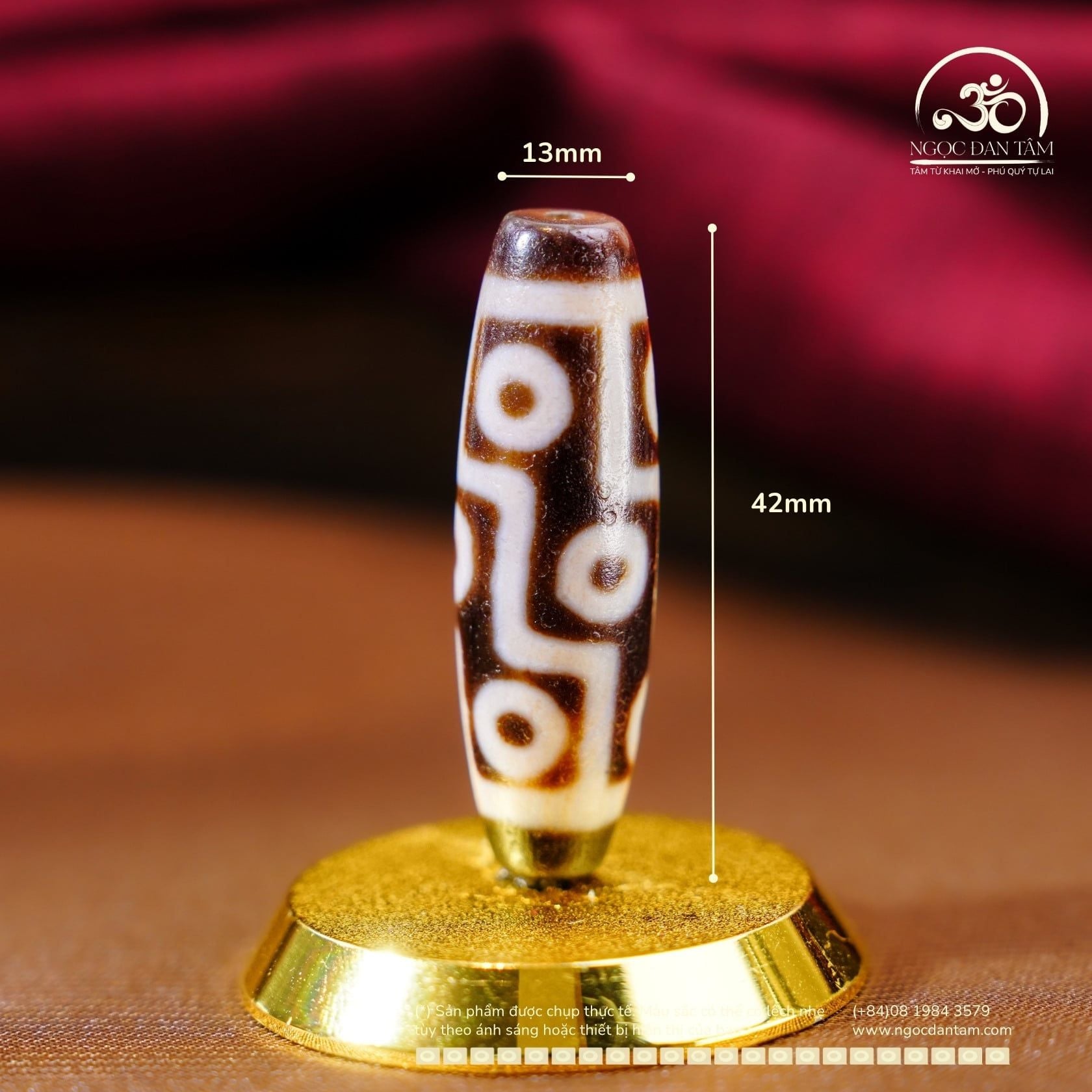  Đá Dzi 9 Mắt 42x13mm (New Dzi - Ju Yuan) 