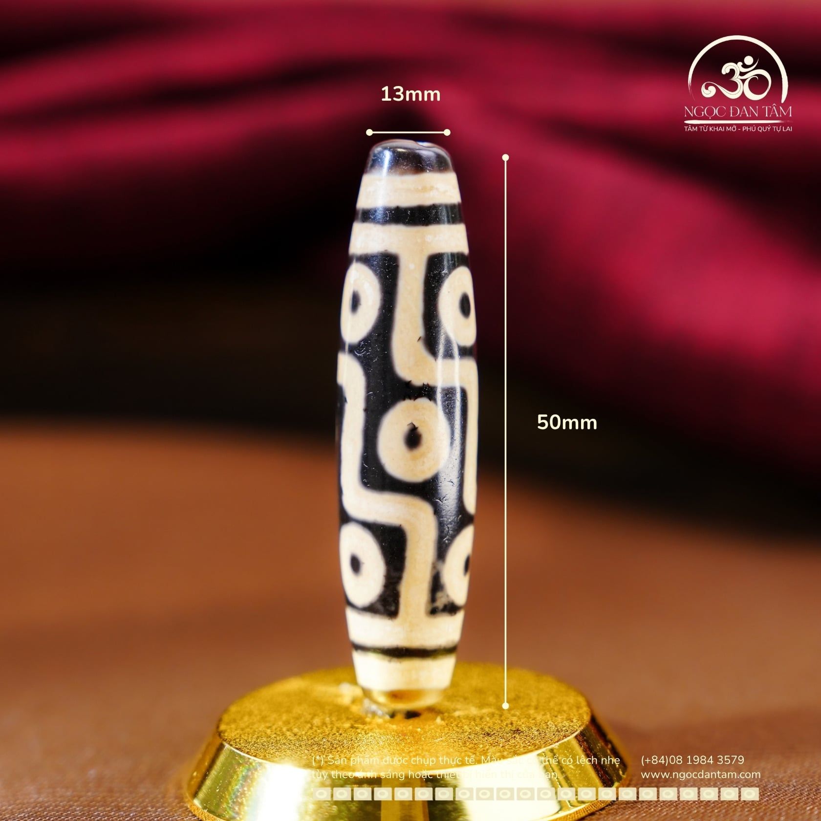  Đá Dzi 9 Mắt 50x13mm (New Dzi - Ju Yuan) 