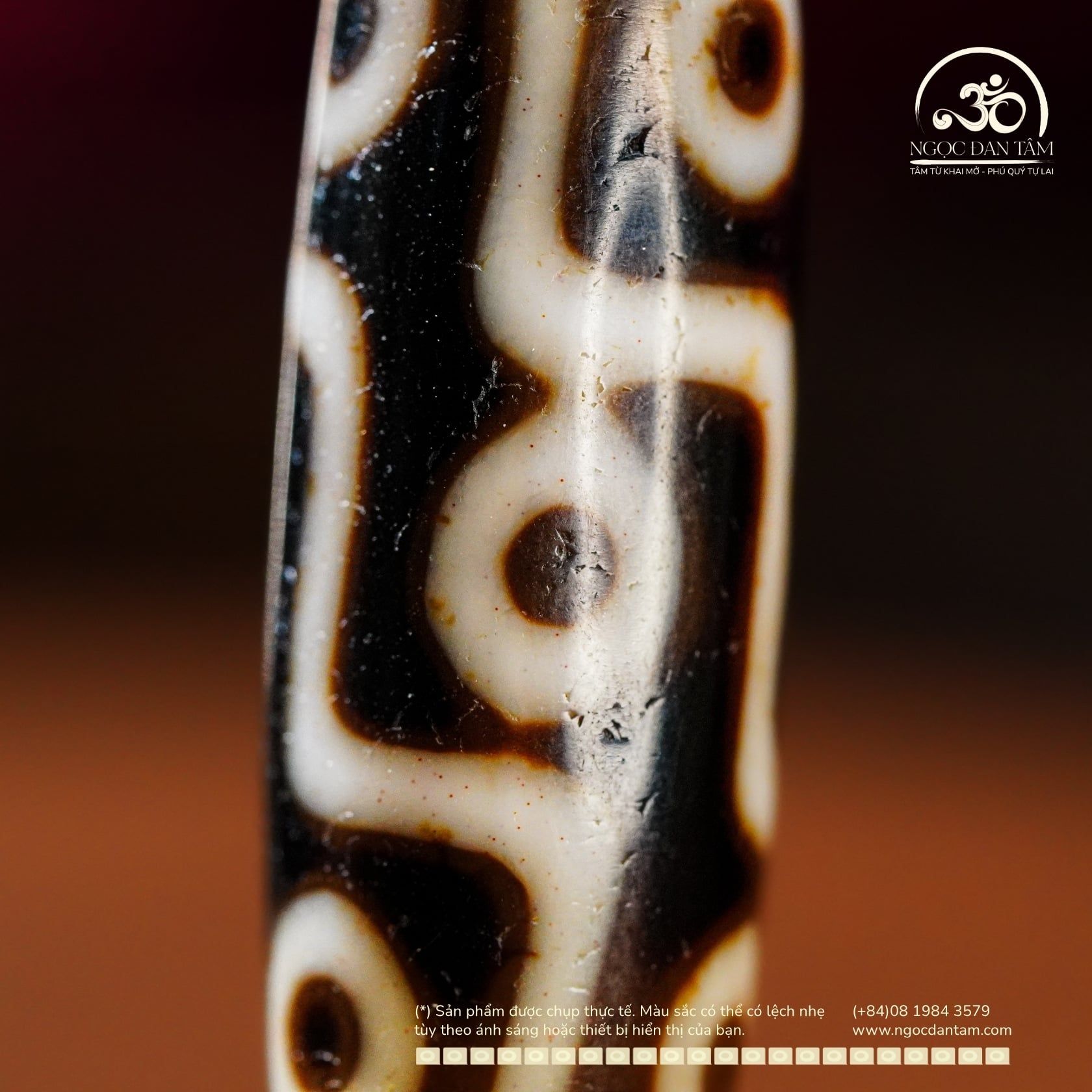  Đá Dzi 9 Mắt 46x13mm (New Dzi - Ju Yuan) 
