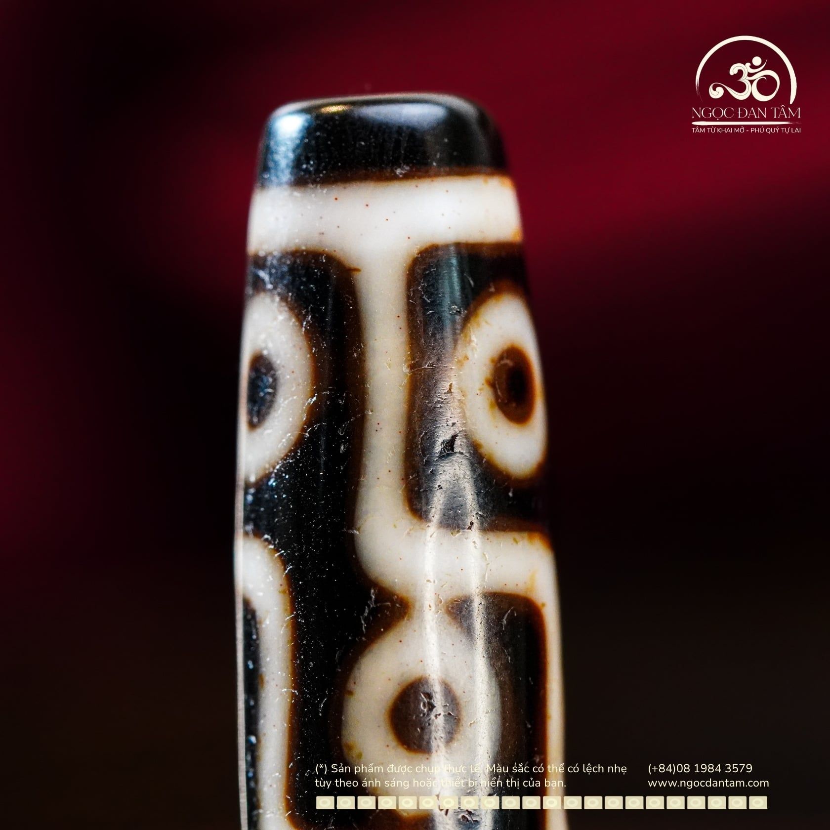  Đá Dzi 9 Mắt 46x13mm (New Dzi - Ju Yuan) 