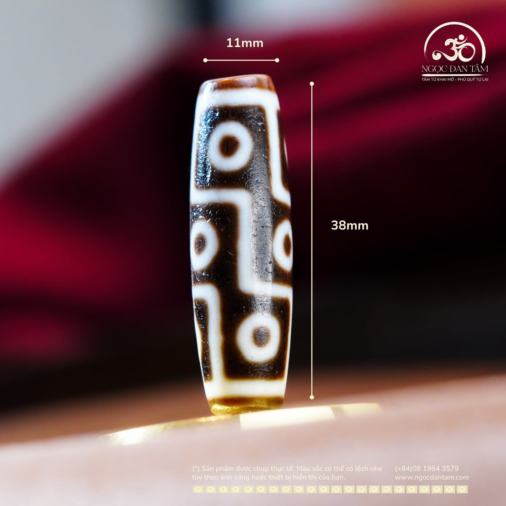  Dzi 9 Mắt 38x11mm (New Dzi - Xiao Lu) 