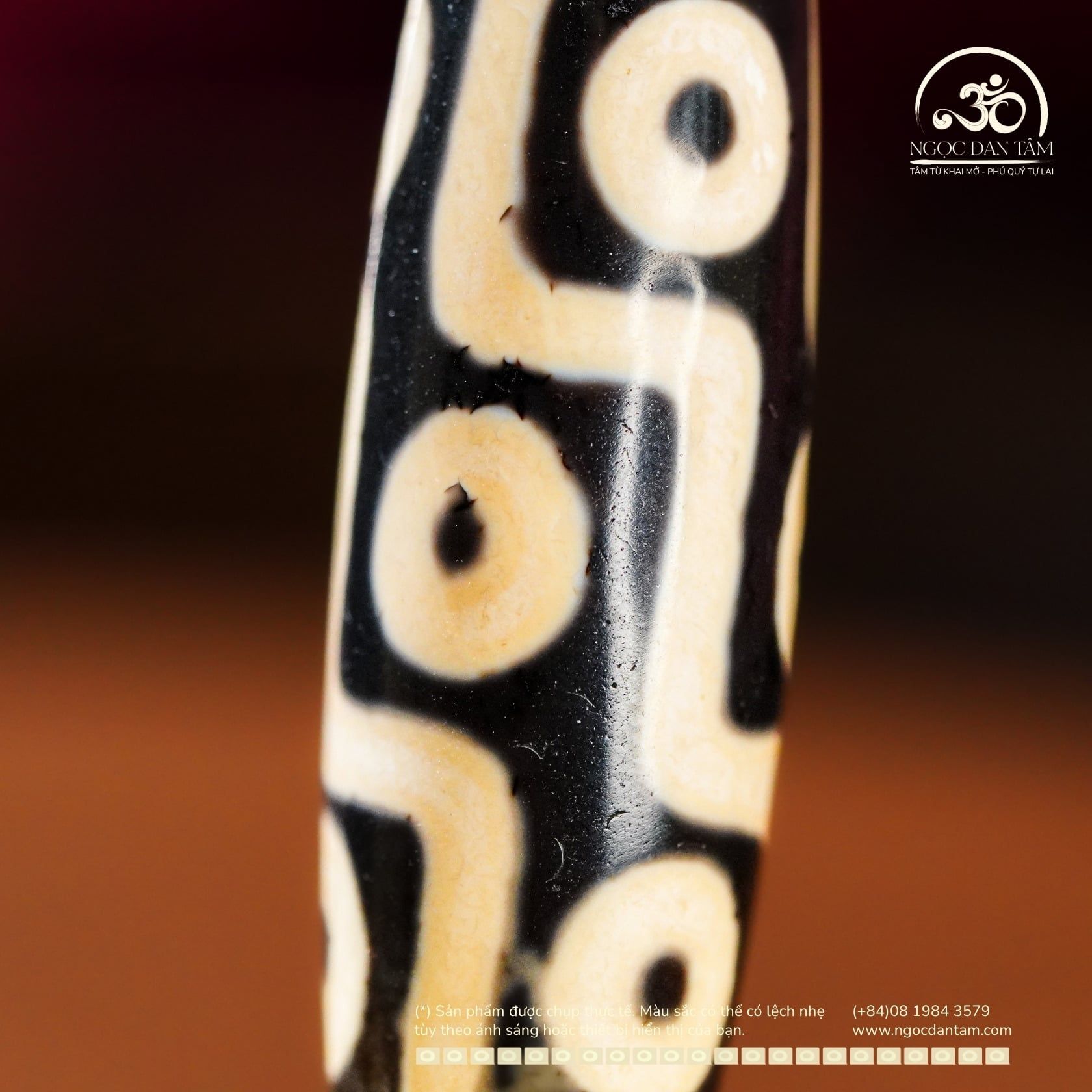  Đá Dzi 9 Mắt 50x13mm (New Dzi - Ju Yuan) 