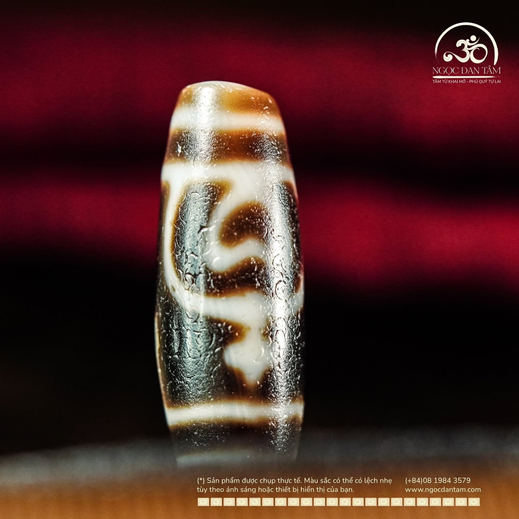  Dzi Bảo Bình Hoa Sen 34x12mm ( New Dzi - Xiao Lu ) 