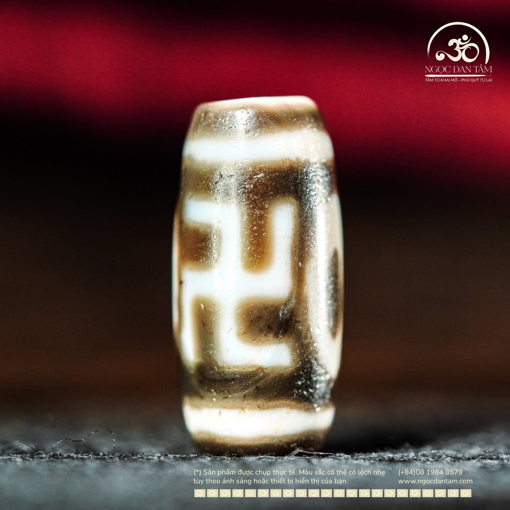  Dzi Chữ Vạn 27x12mm ( New Dzi - Xiao Lu ) 