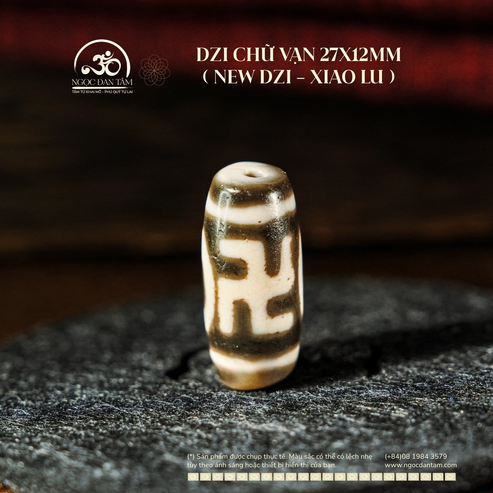  Dzi Chữ Vạn 27x12mm ( New Dzi - Xiao Lu ) 