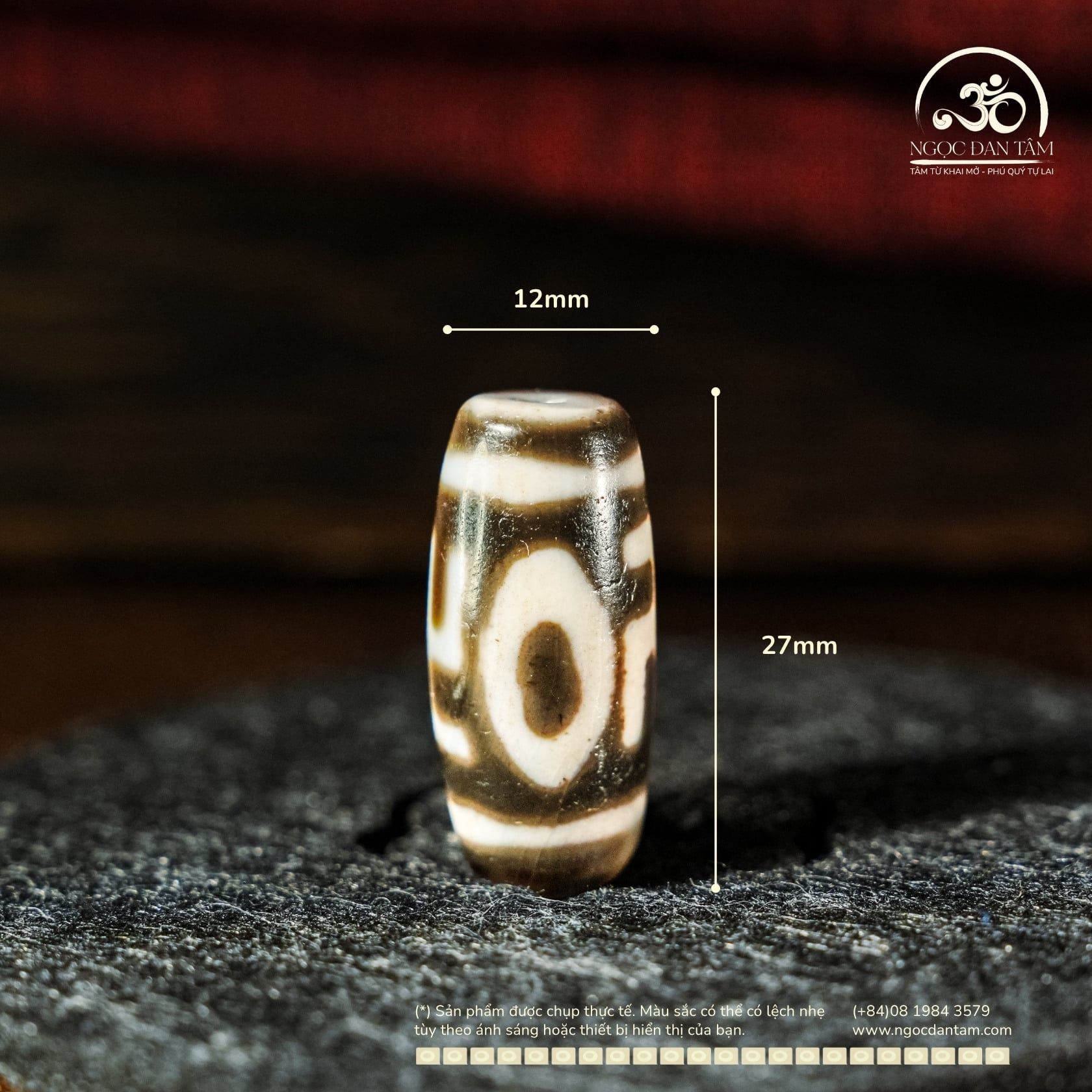  Dzi Chữ Vạn 27x12mm ( New Dzi - Xiao Lu ) 