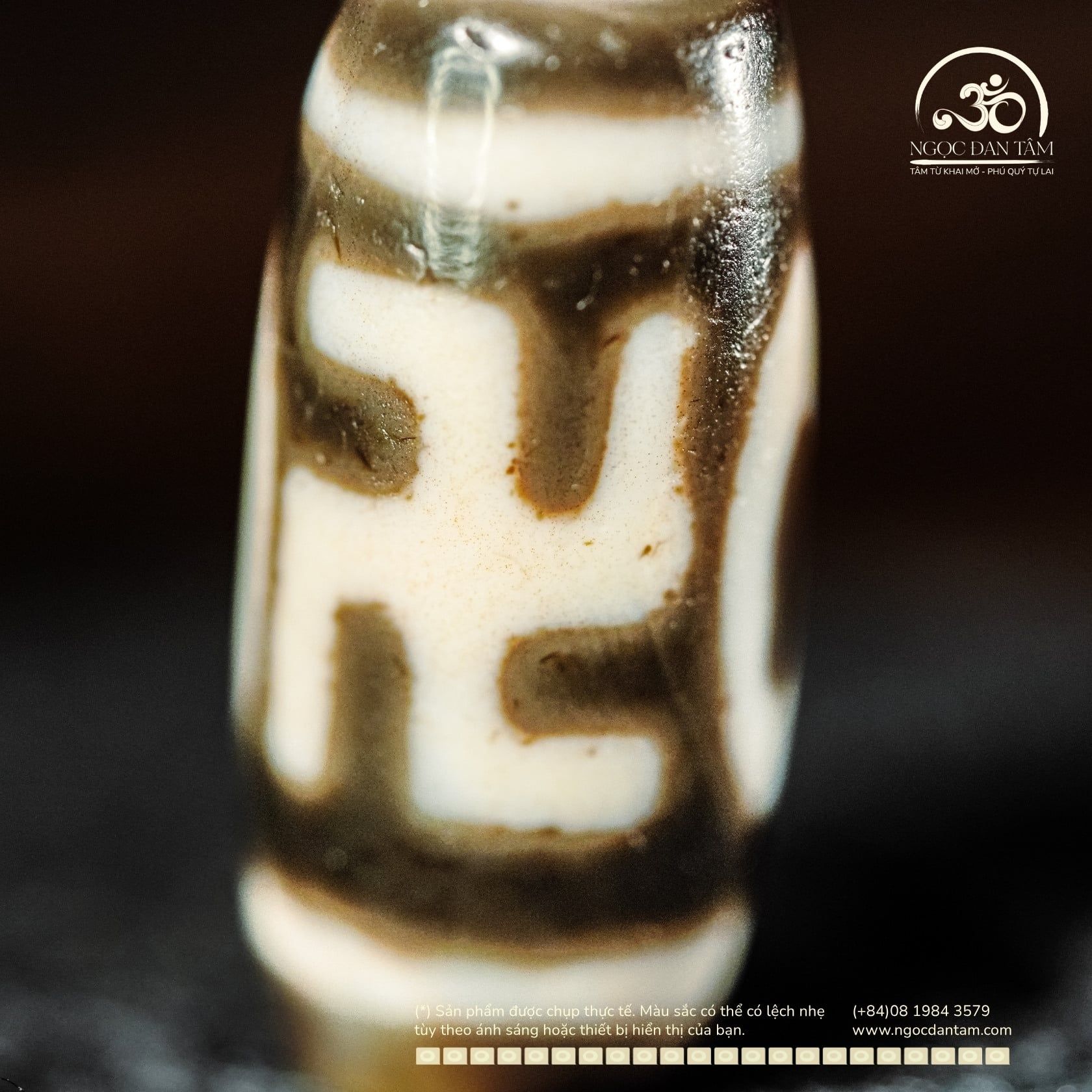  Dzi Chữ Vạn 27x12mm ( New Dzi - Xiao Lu ) 