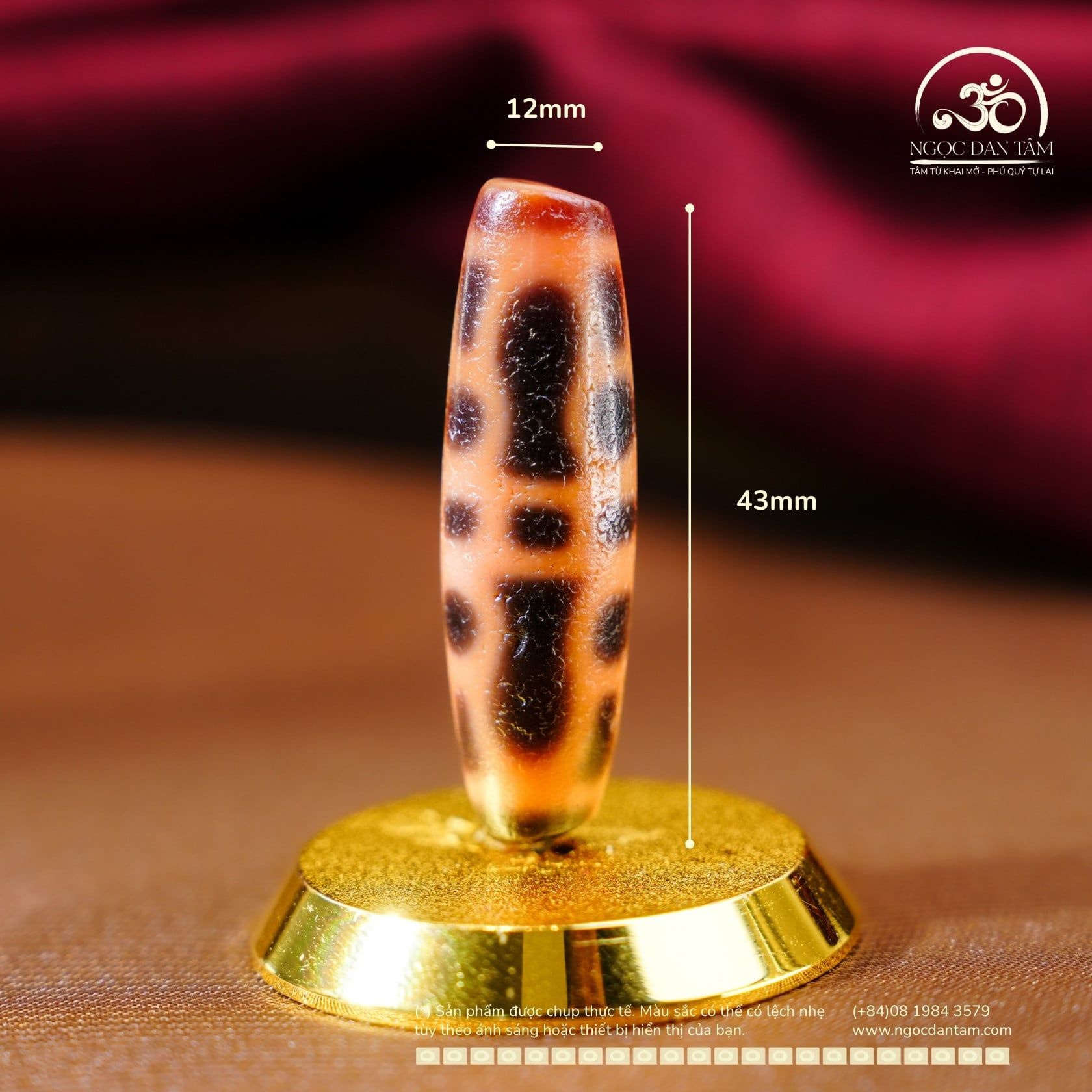  Dzi Chùy Kim Cang 43x12mm (New Dzi - Xiao Lu) 