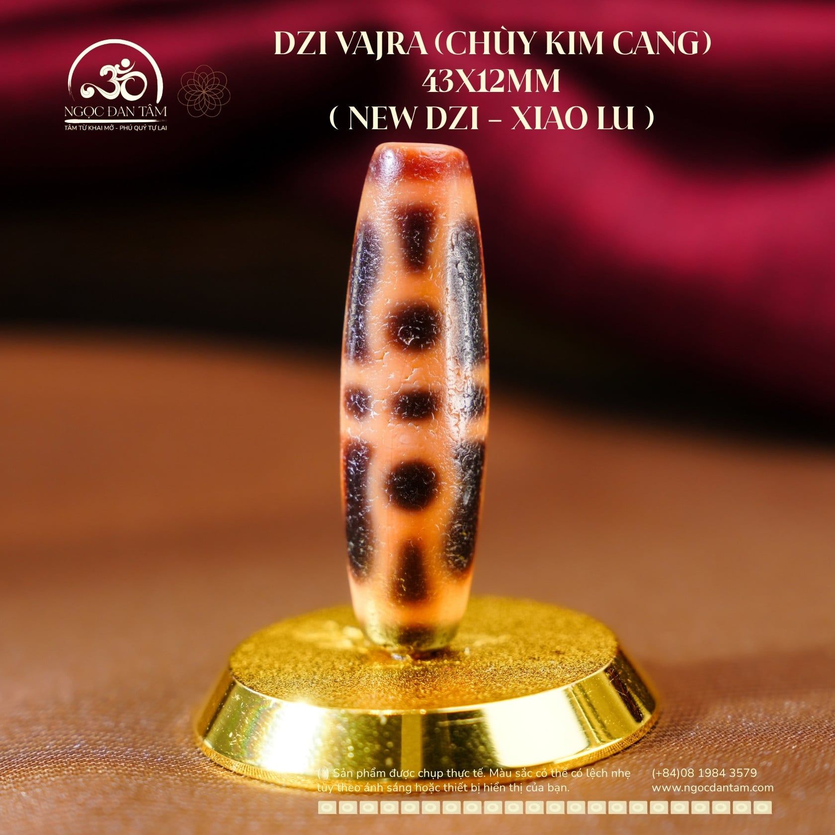  Dzi Chùy Kim Cang 43x12mm (New Dzi - Xiao Lu) 