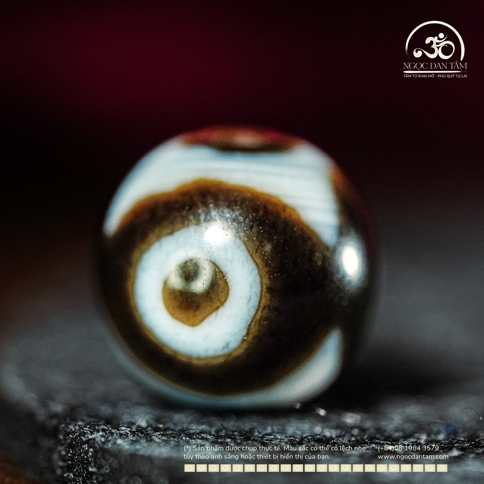  Dzi Hoa Sen 3 Mắt 12x12mm (New Dzi - Xiao Lu) 