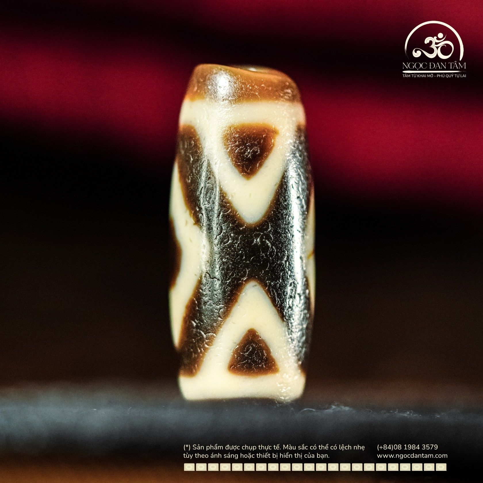  Dzi Kim Cương 2 Mắt 29x11mm (New Dzi - Xiao Lu) 