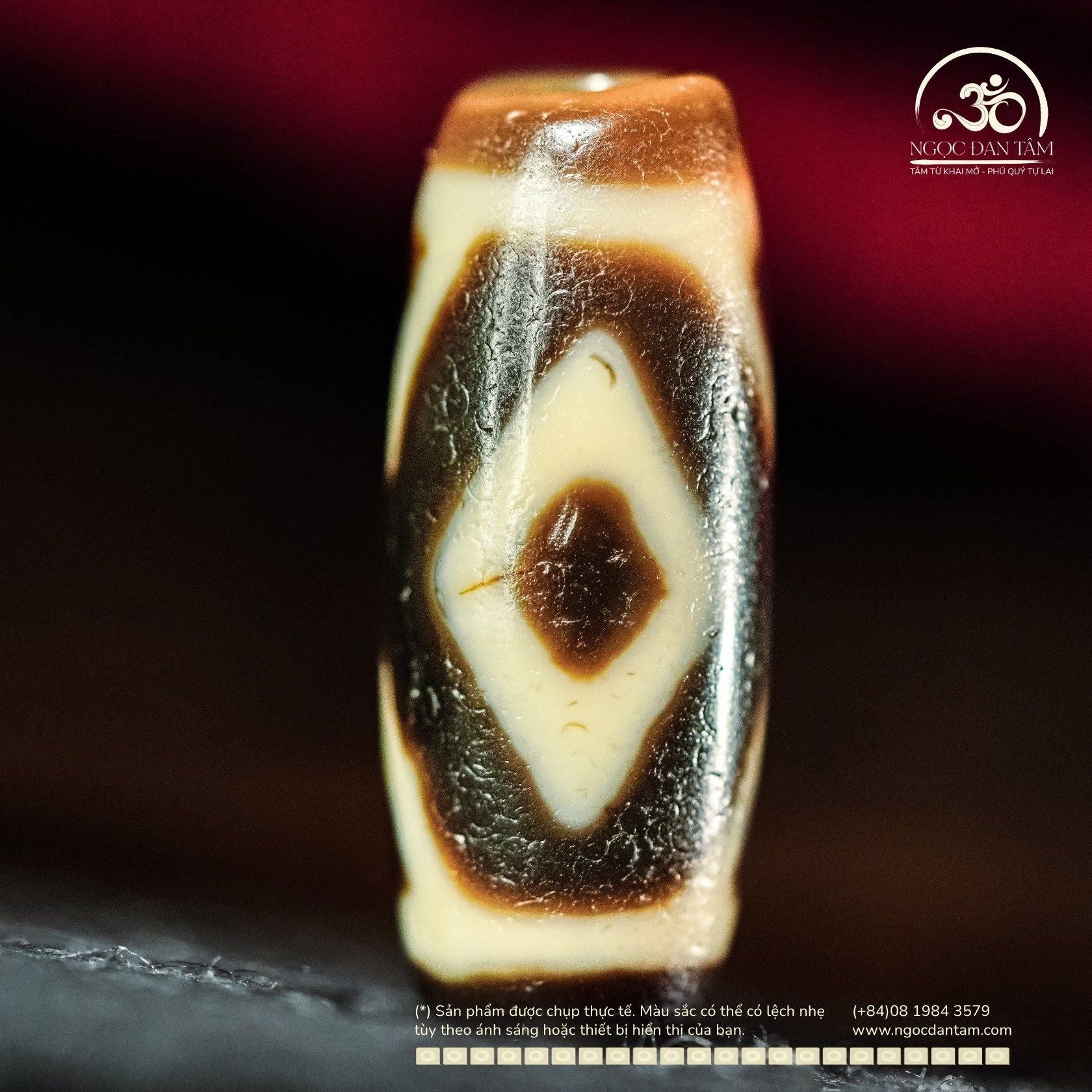  Dzi Kim Cương 2 Mắt 29x11mm (New Dzi - Xiao Lu) 
