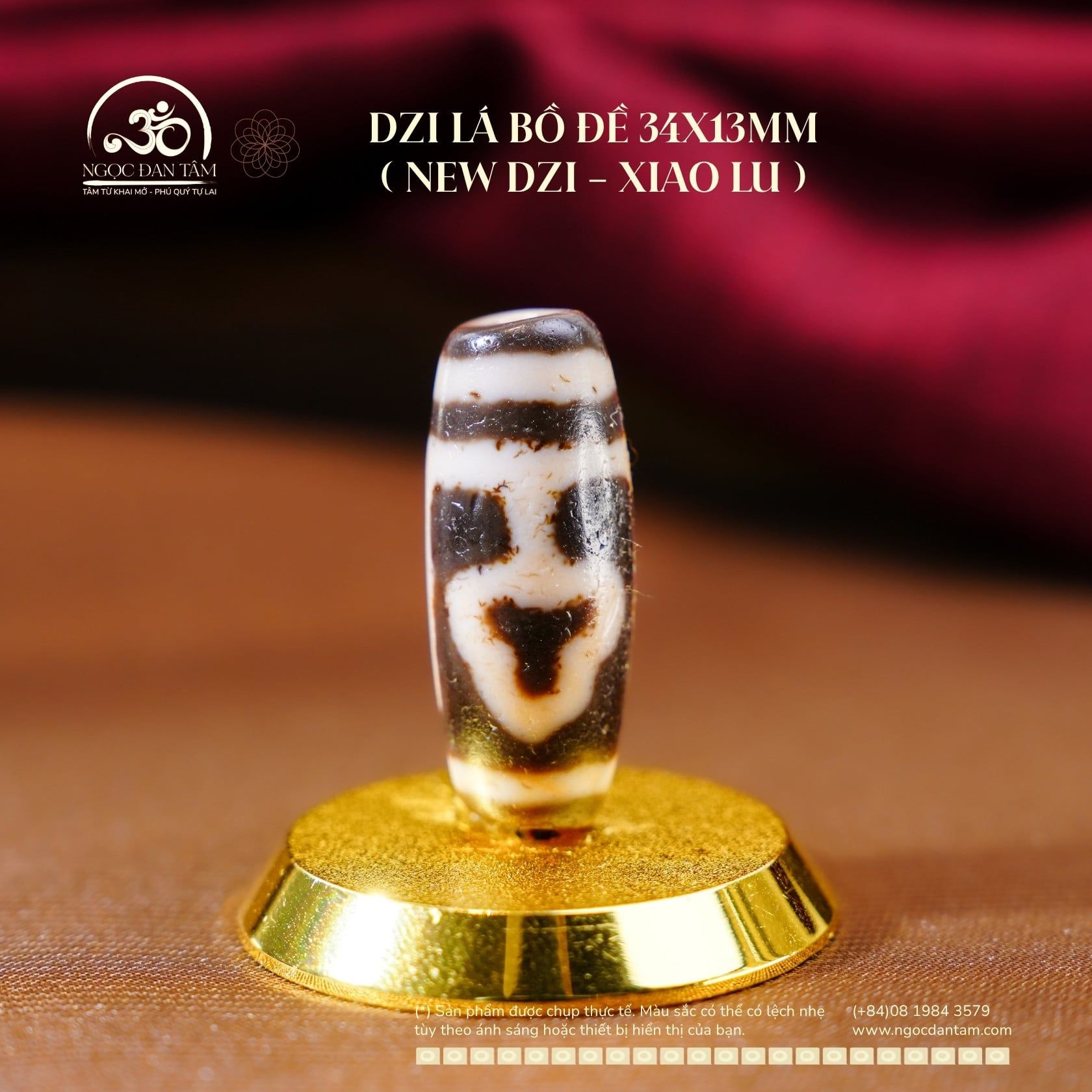  Dzi Lá Bồ Đề 34x13mm ( New Dzi - Xiao Lu ) 