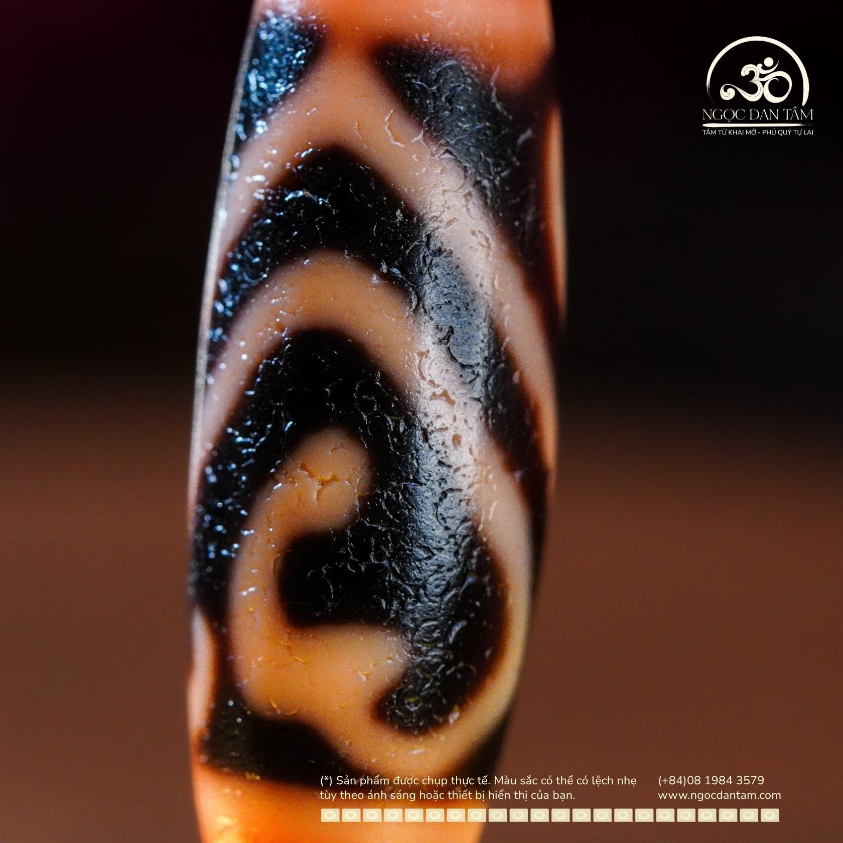  Dzi Lá Bồ Đề Đôi 35x12mm (New Dzi - Xiao Lu) 
