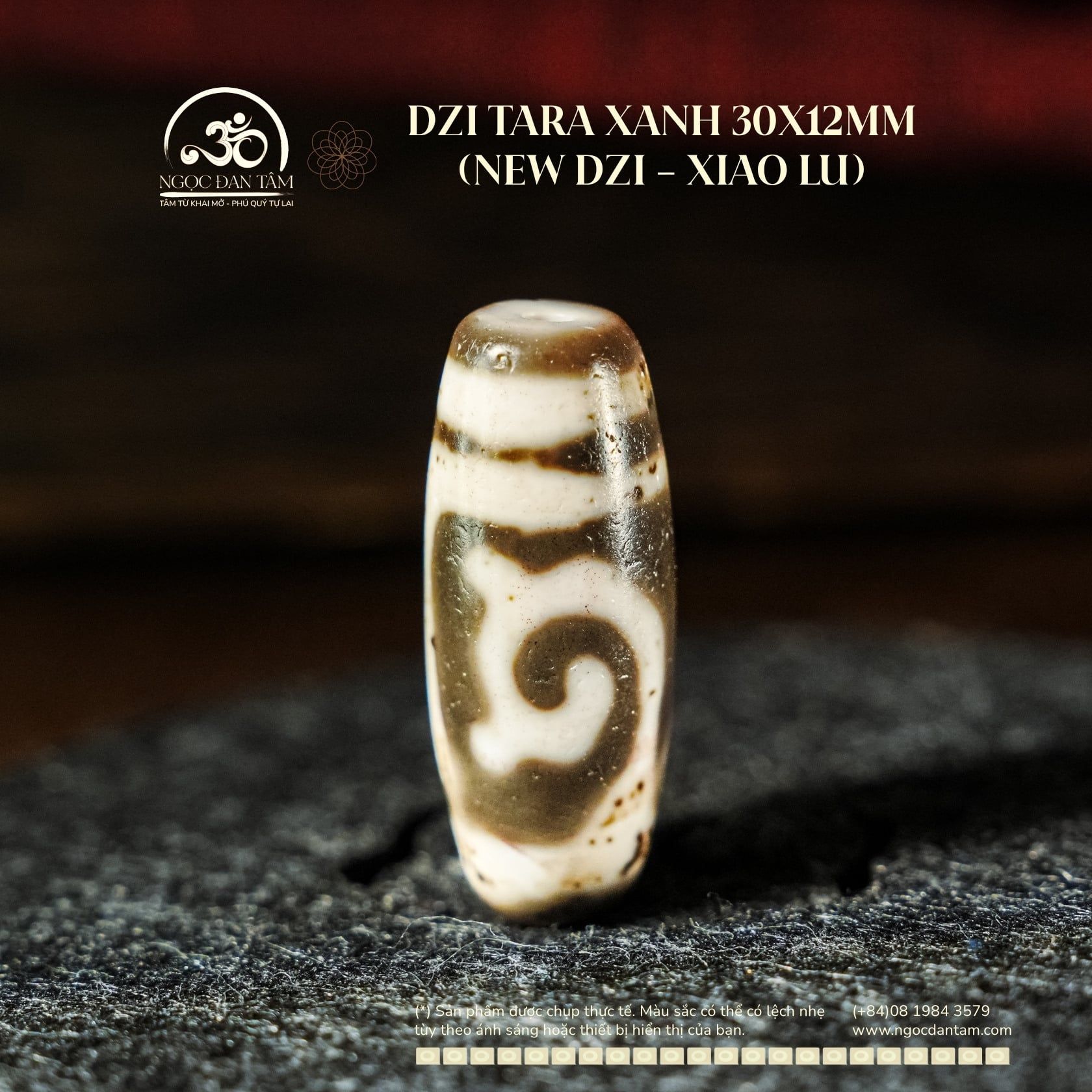  Dzi Tara Xanh 30x12mm (New Dzi - Xiao Lu) 