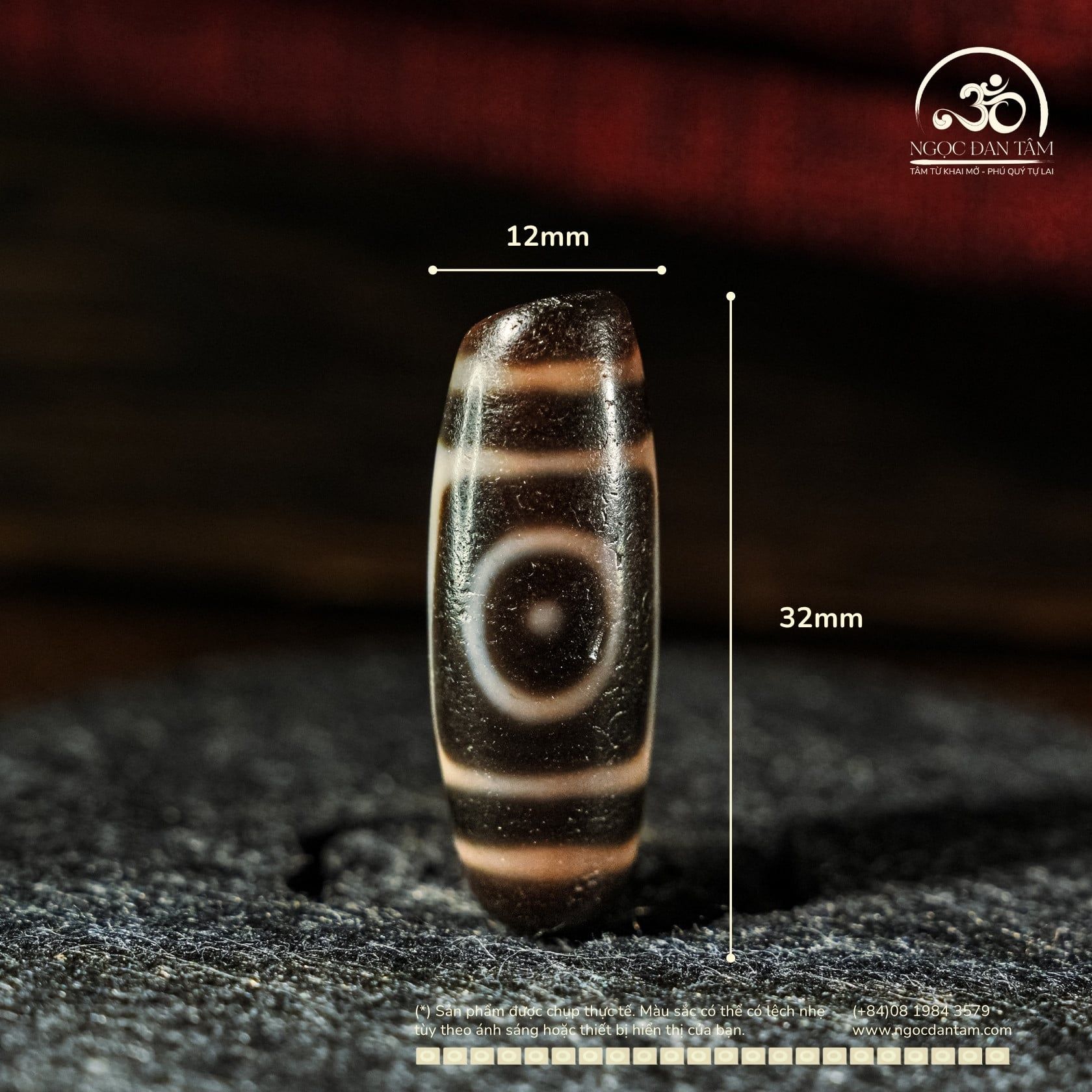  Dzi Thiên Địa 2 Mắt 32x12mm (New Dzi - Xiao Lu) 
