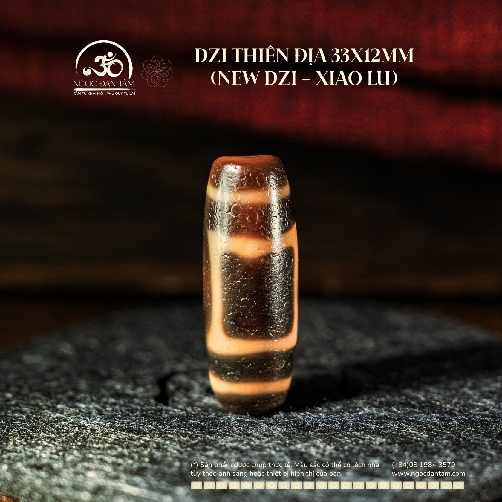  Dzi Thiên Địa 33x12mm (New Dzi - Xiao Lu) 