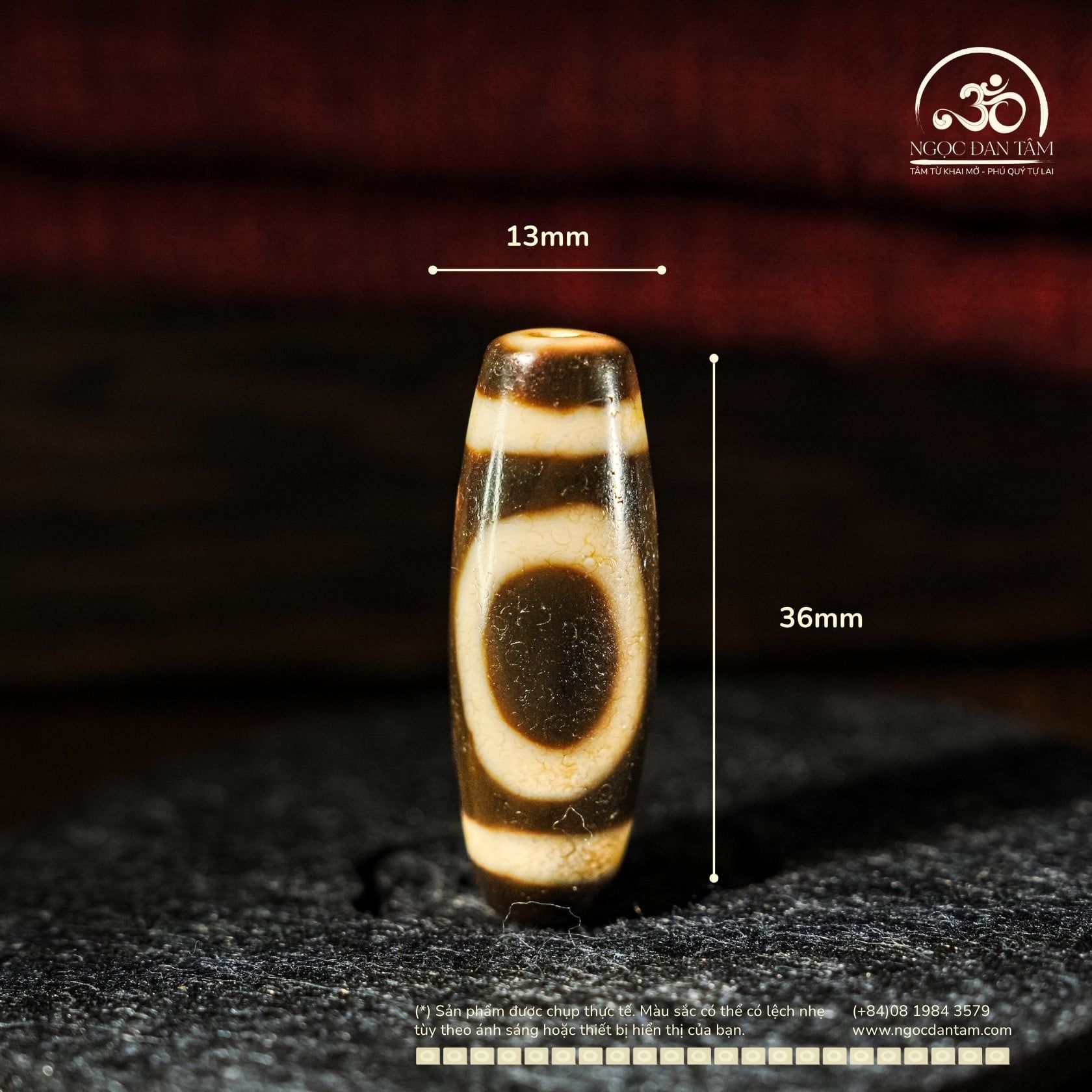  Dzi Thiên Địa 36x13mm (New Dzi - Xiao Lu) 