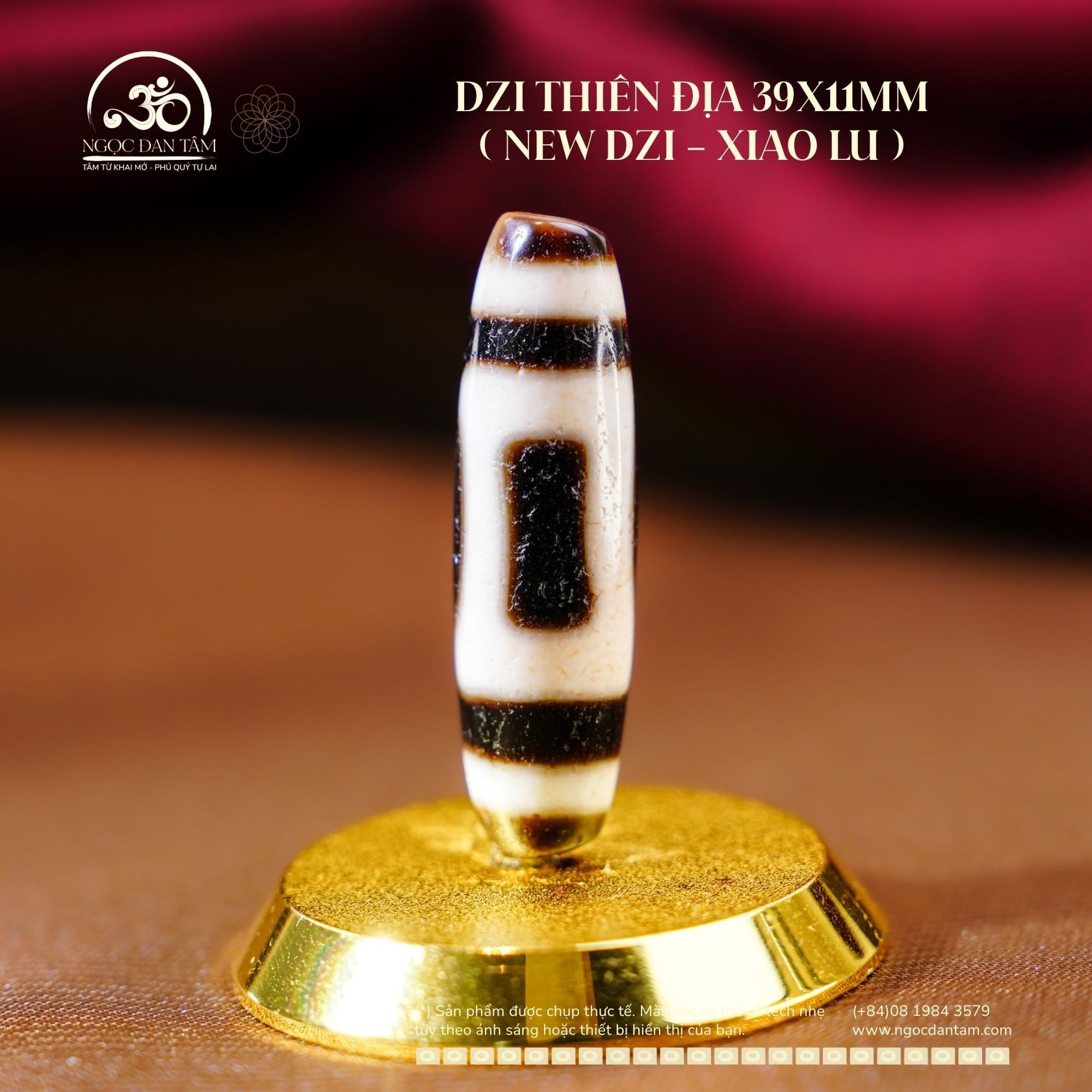  Dzi Thiên Địa 39x11mm ( New Dzi - Xiao Lu ) 