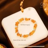  Vòng Tay Hổ Phách Cognac Phối Charm Bi Bạc Xoắn Lớn 