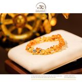  Vòng Tay Hổ Phách Cognac Phối Charm Đệm Hoa Cúc 