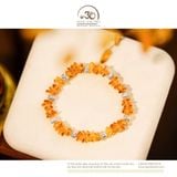 Vòng Tay Hổ Phách Cognac Phối Charm Bi Bạc Xoắn Lớn 
