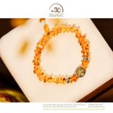  Vòng Tay Hổ Phách Cognac Phối Charm Bánh Xe Pháp Luân Nhỏ Và Charm Vảy Rồng 