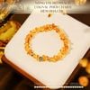 Vòng Tay Hổ Phách Cognac Phối Charm Đệm Hoa Cúc