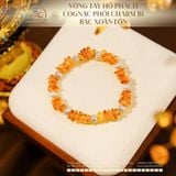  Vòng Tay Hổ Phách Cognac Phối Charm Bi Bạc Xoắn Lớn 