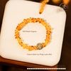  Vòng Tay Hổ Phách Cognac Phối Charm Bánh Xe Pháp Luân Nhỏ Và Charm Vảy Rồng 