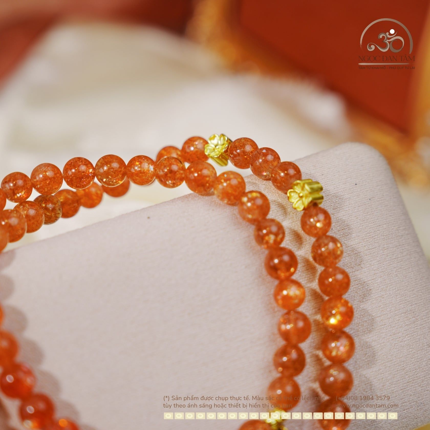  Chuỗi Vòng Tay Hồng Nhật Vận 6.5mm 8A Phối Charm 