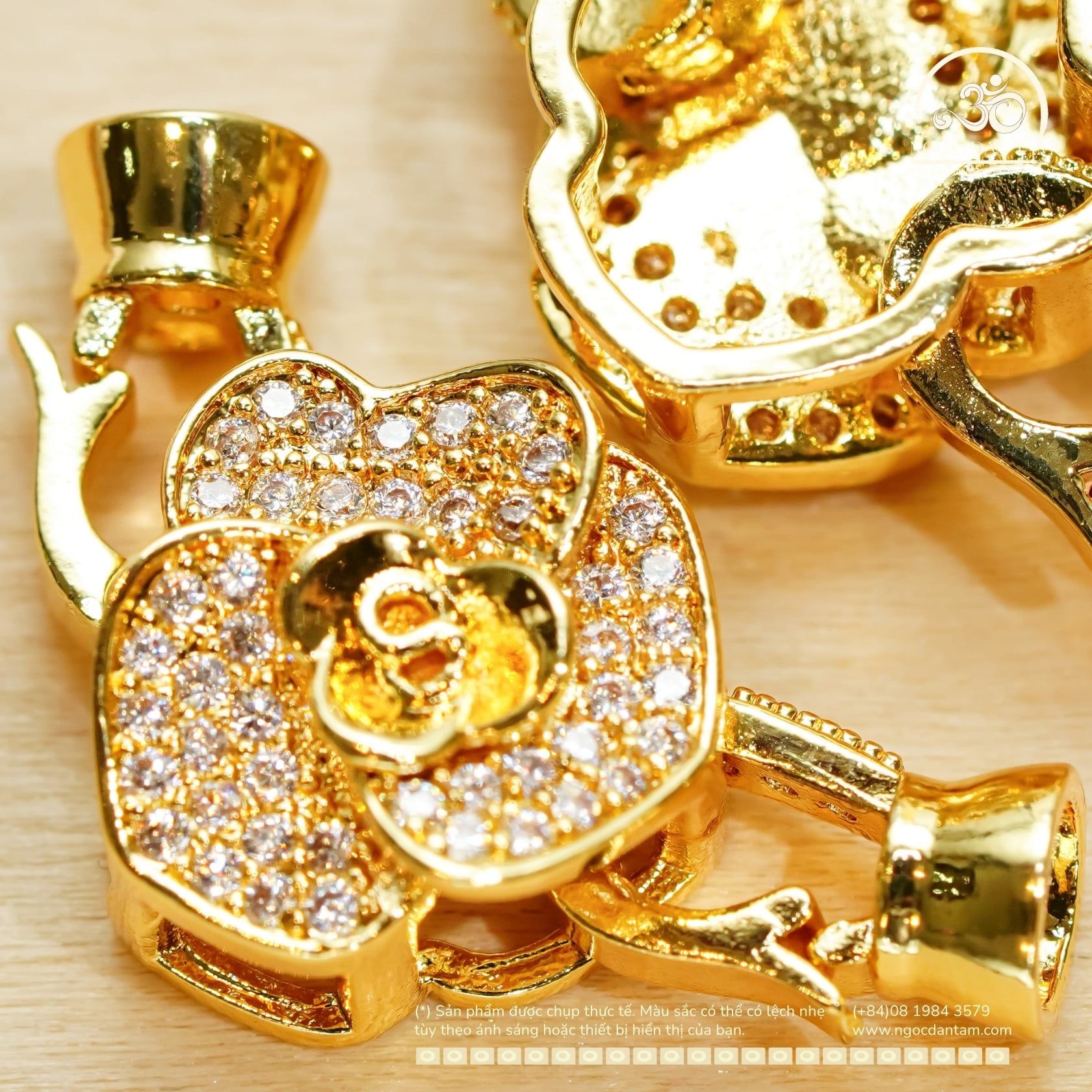  Charm Khóa Vòng Cổ Hoa Mẫu Đơn Mạ Vàng Cao Cấp 