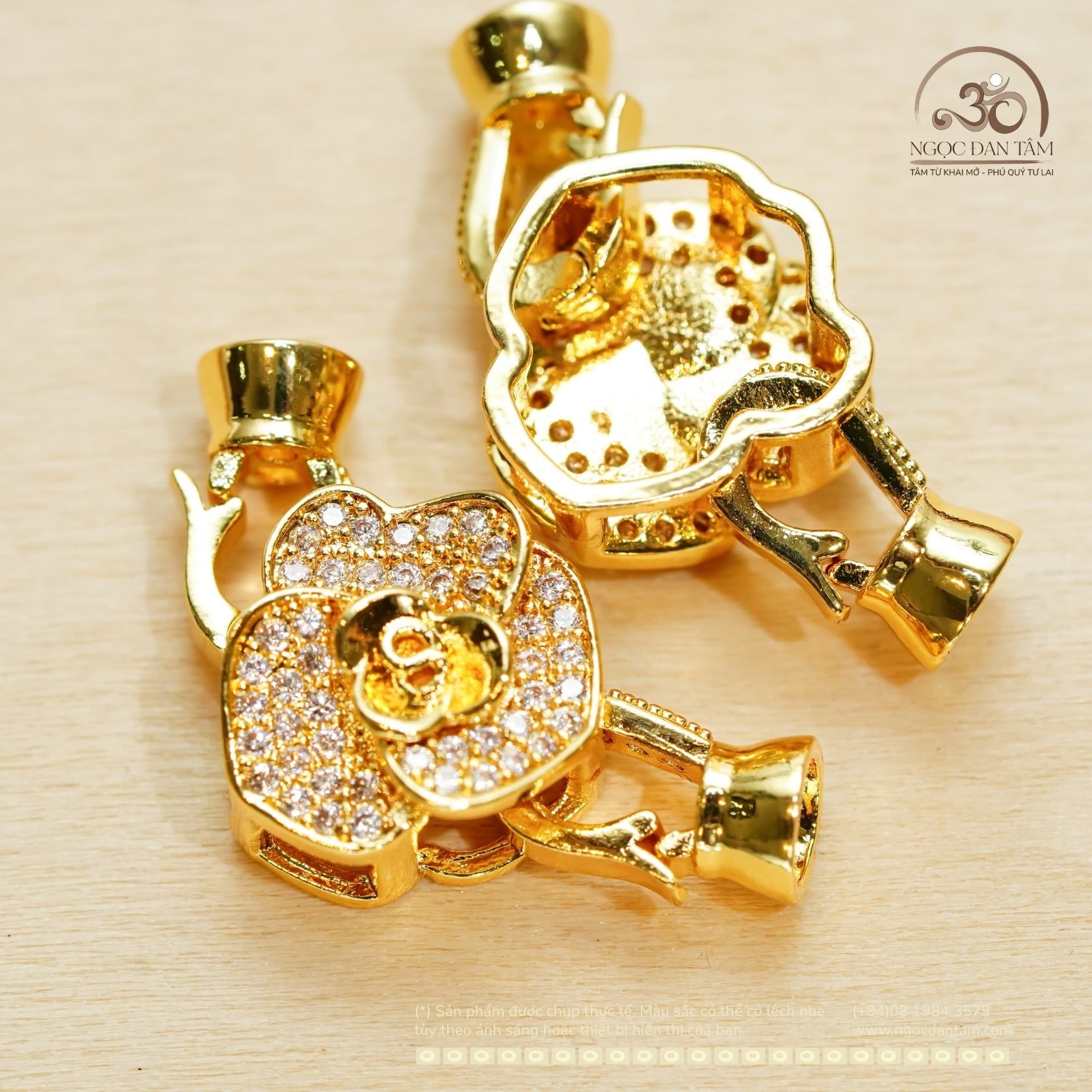  Charm Khóa Vòng Cổ Hoa Mẫu Đơn Mạ Vàng Cao Cấp 